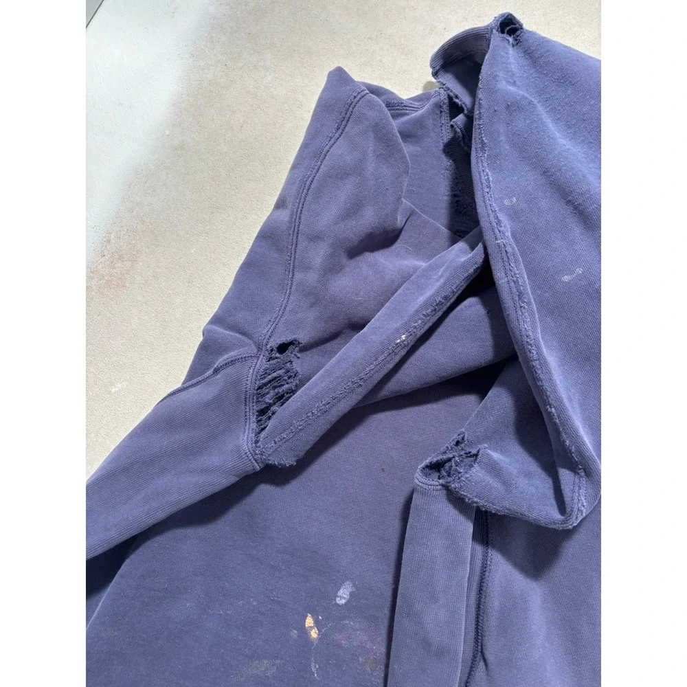 Polo Ralph Lauren Distressed Sweatshirt Mens XXL Navy Thrashed Paint Splatter